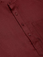 Jompers Men's Maroon Cotton Solid Kurta Only