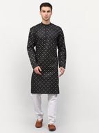 Jompers Men's Black Printed Cotton Kurta Only