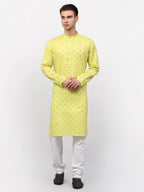 Jompers Men's Lemon Printed Cotton Kurta Payjama Sets