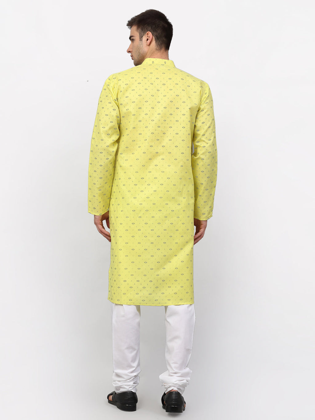 Jompers Men's Lemon Printed Cotton Kurta Only