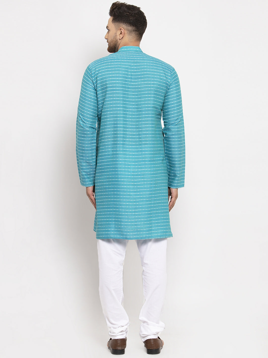 Jompers Men's Blue Printed Blue Kurta Payjama Set