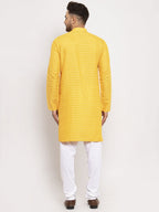 Jompers Men Yellow Woven Design Straight Kurta with Churidar - Distacart