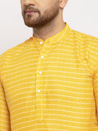 Jompers Men Yellow Woven Design Straight Kurta Only - Distacart