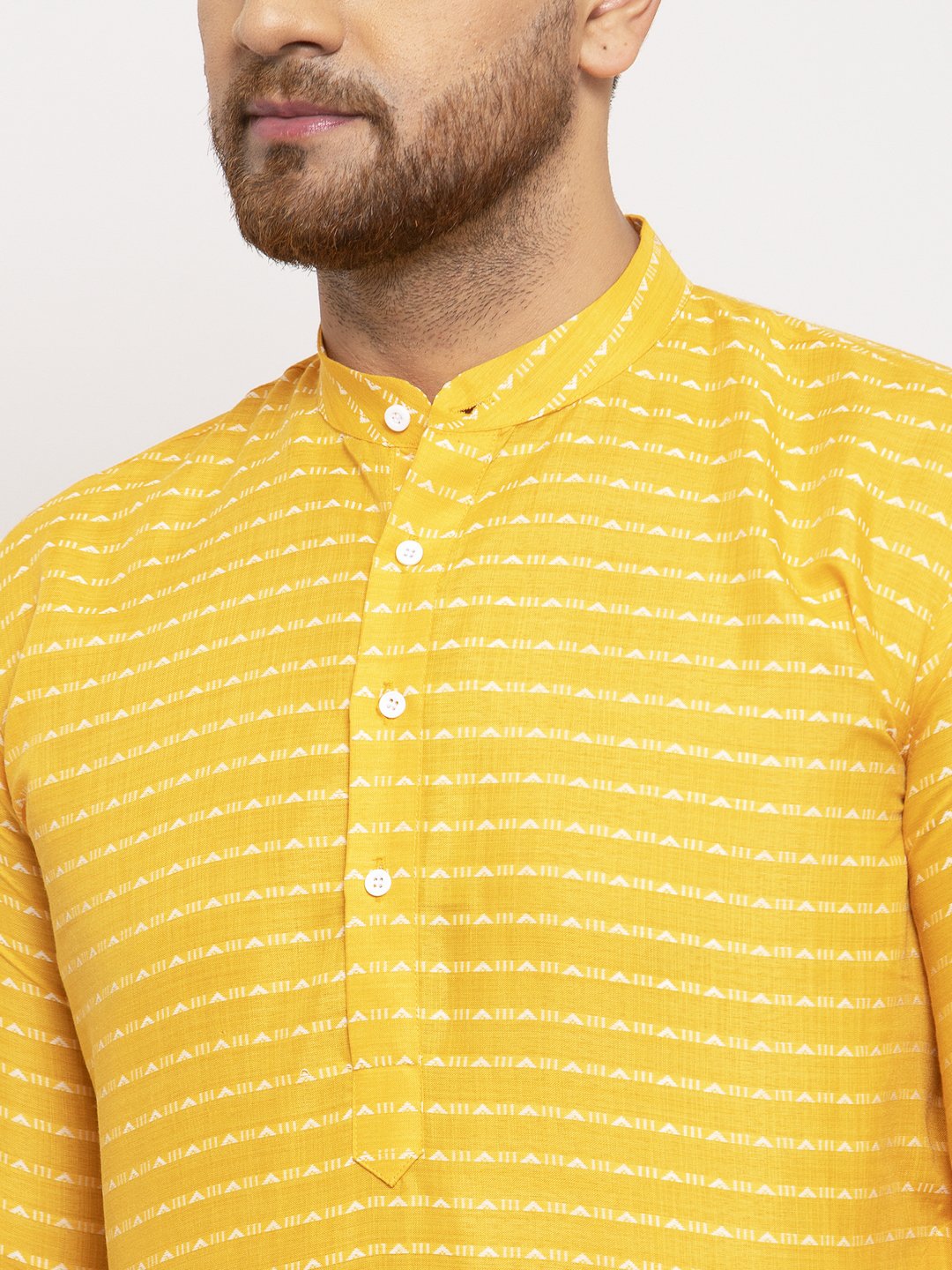 Jompers Men Yellow Woven Design Straight Kurta Only - Distacart