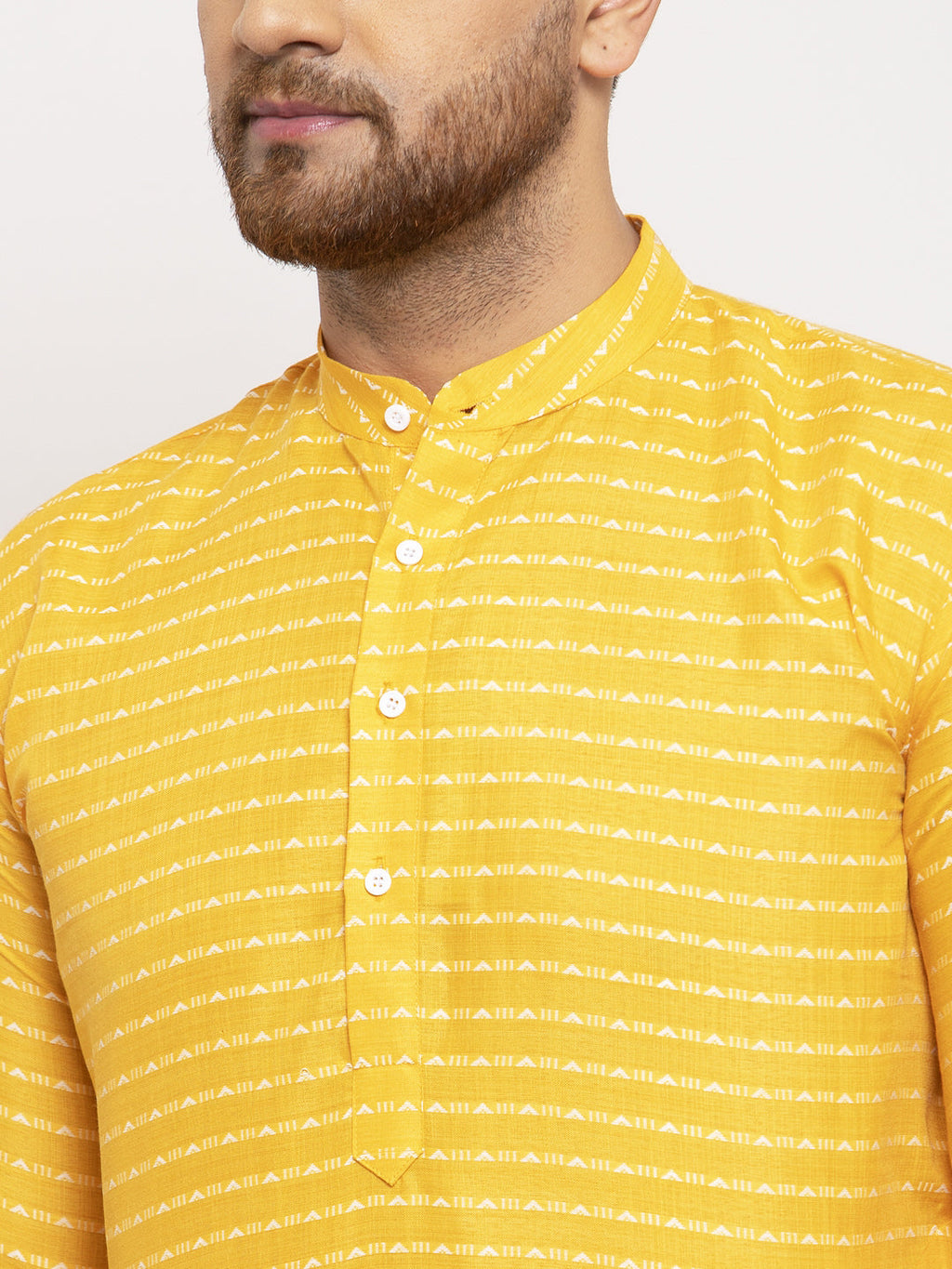 Jompers Men Yellow Woven Design Straight Kurta with Churidar - Distacart