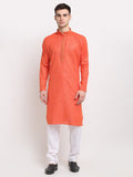 Jompers Men's D-Orange Woven Kurta Payjama Sets