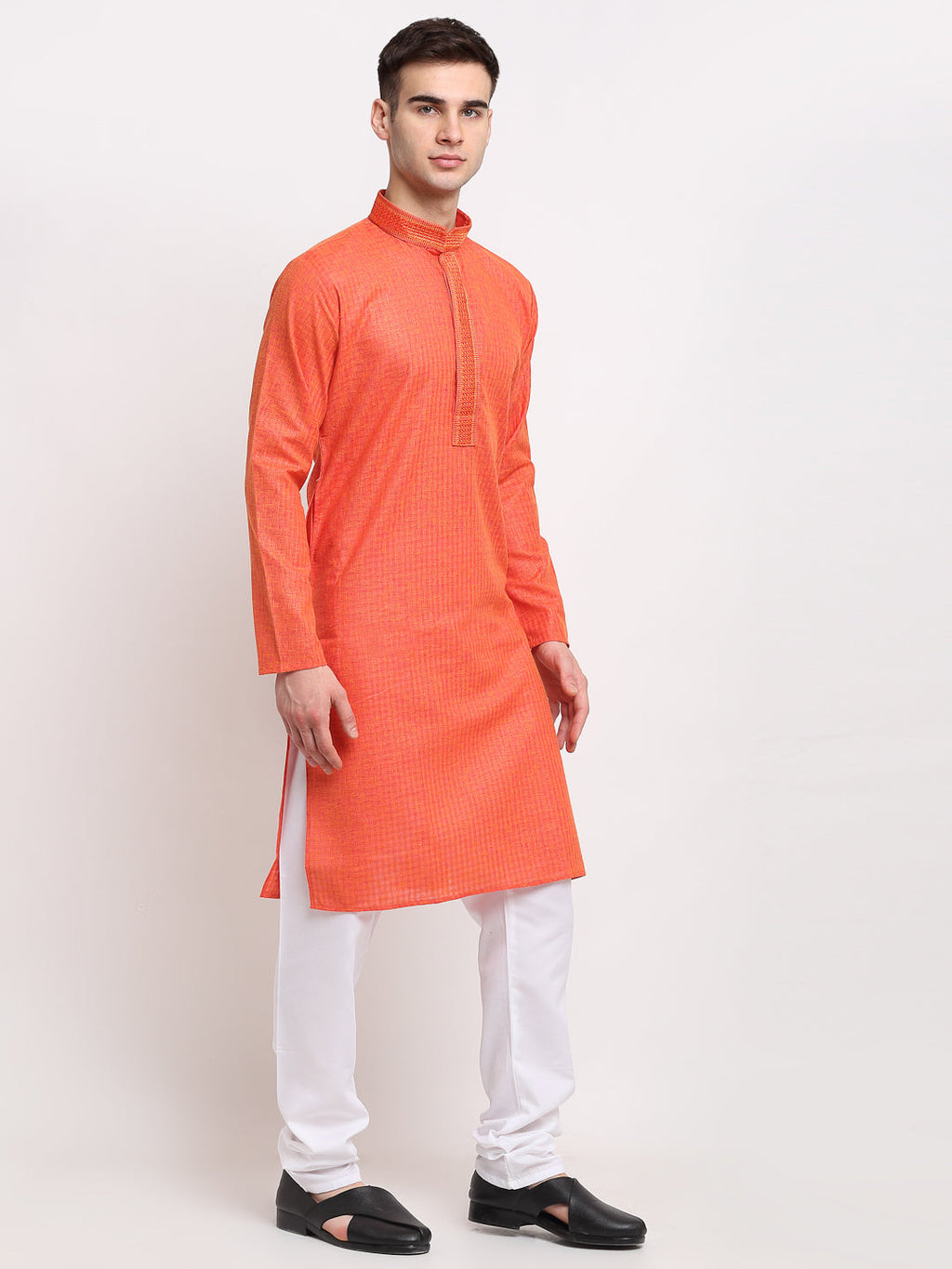 Jompers Men's D-Orange Woven Kurta Payjama Sets