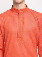 Jompers Men's D-Orange Woven Kurta Payjama Sets