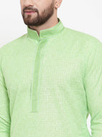 Jompers Men Green & White Embroidered Kurta with Churidar - Distacart