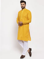 Jompers Men's Mustard Woven Kurta Only
