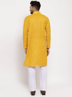 Jompers Men's Beautiful Mustard Woven Kurta Payjama Sets