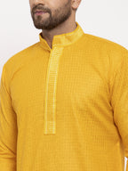 Jompers Men's Mustard Woven Kurta Only