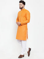 Jompers Men Orange & White Embroidered Kurta Only - Distacart