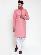 Jompers Men's Pink Woven Kurta Payjama Sets