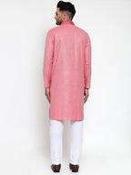 Jompers Men's Pink Woven Kurta Payjama Sets