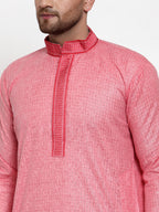 Jompers Men's Beautiful Pink Woven Kurta Only
