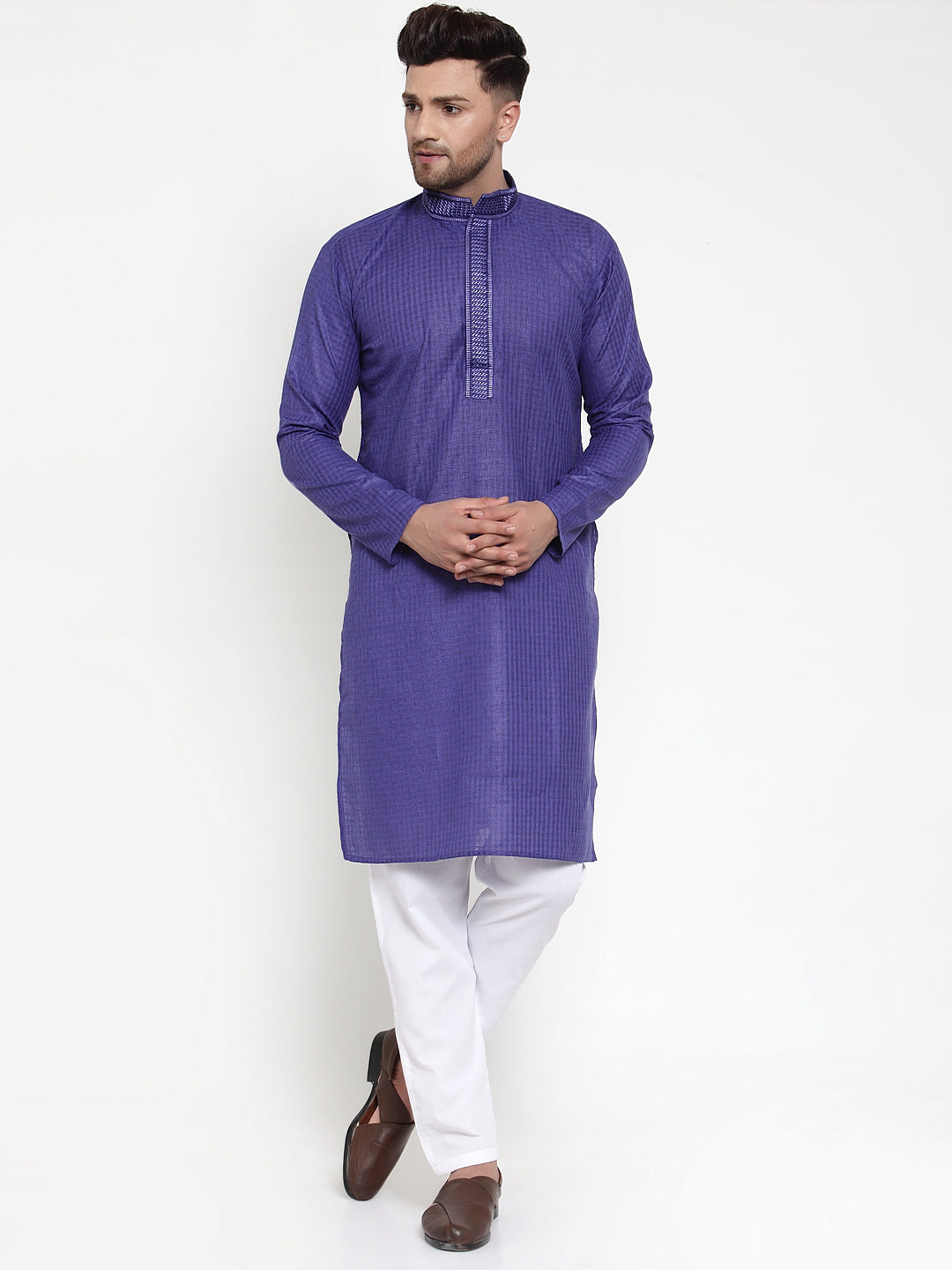 Jompers Men's Purple Woven Kurta Payjama Sets