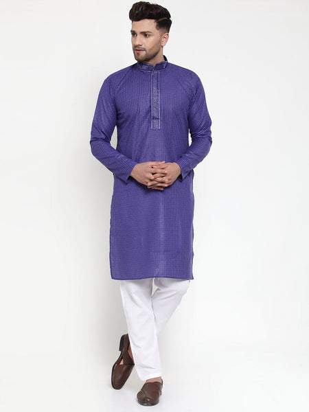 Jompers Men's Purple Woven Kurta Payjama Sets