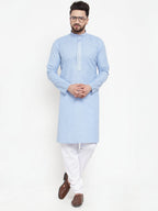 Jompers Men Blue & White Embroidered Kurta with Churidar - Distacart