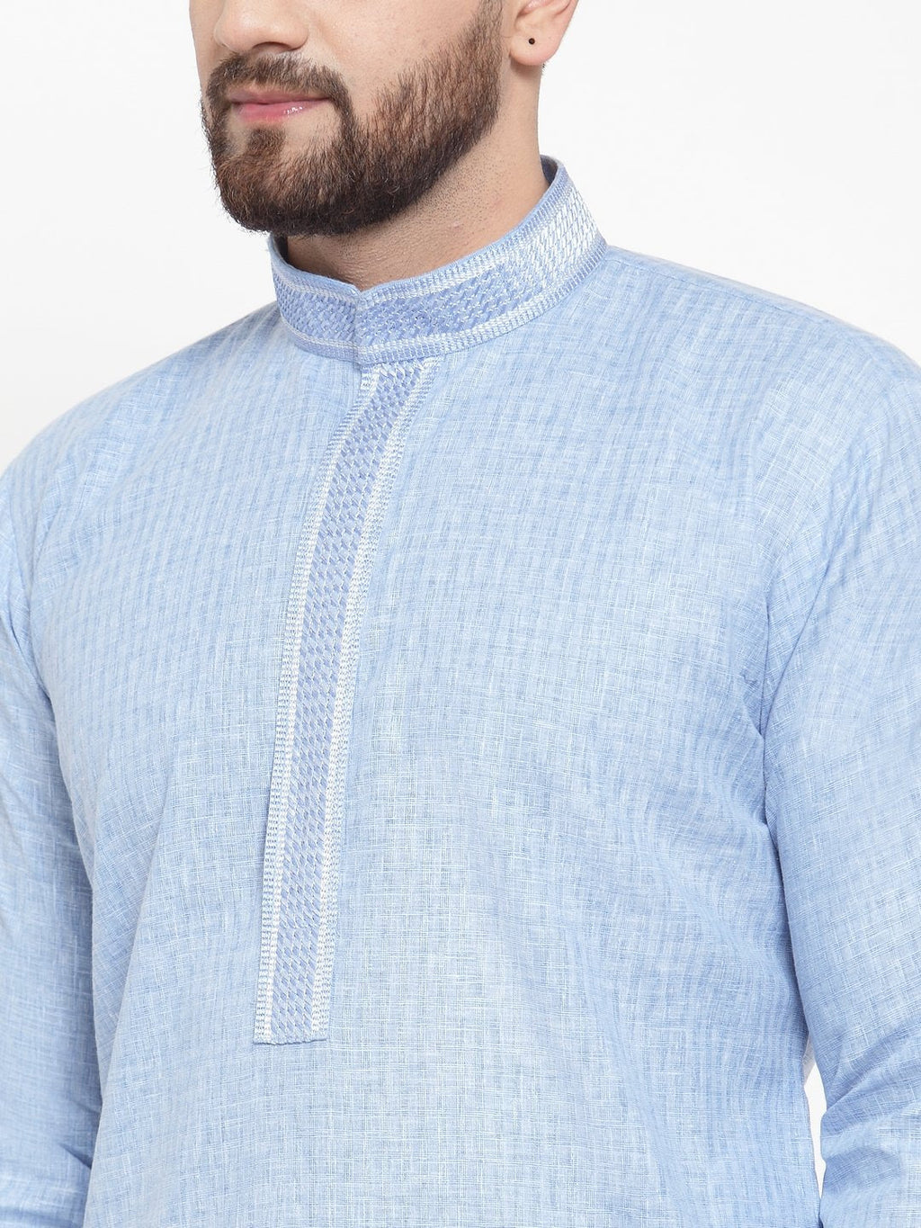 Jompers Men Blue & White Embroidered Kurta with Churidar - Distacart