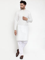 Jompers Men's White Woven Kurta Only