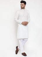 Jompers Men's White Woven Kurta Only