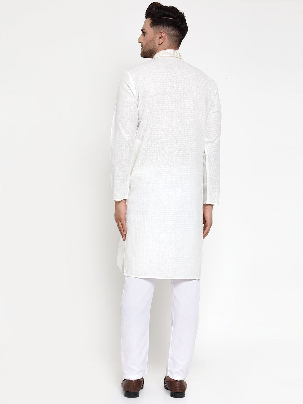 Jompers Men's White Woven Kurta Payjama Sets