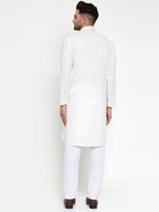 Jompers Men's White Woven Kurta Payjama Sets