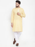 Jompers Men Yellow & White Embroidered Kurta with Churidar - Distacart