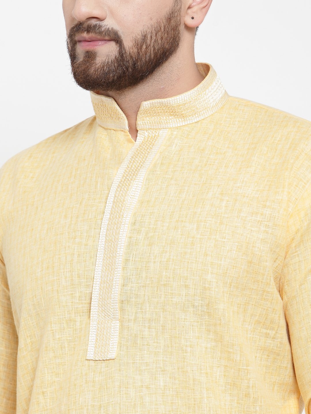 Jompers Men Yellow & White Embroidered Kurta with Churidar - Distacart