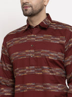Jompers Men Brown Woven Design Kurta with Pyjamas - Distacart