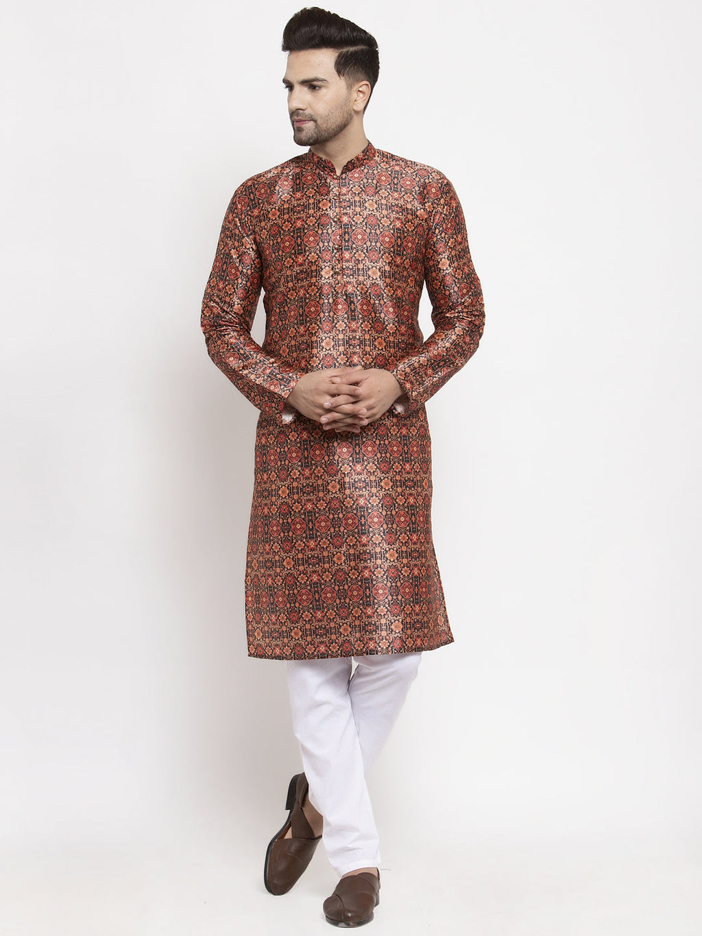 Jompers Men's Multi-Black Printed Kurta Payjama Sets
