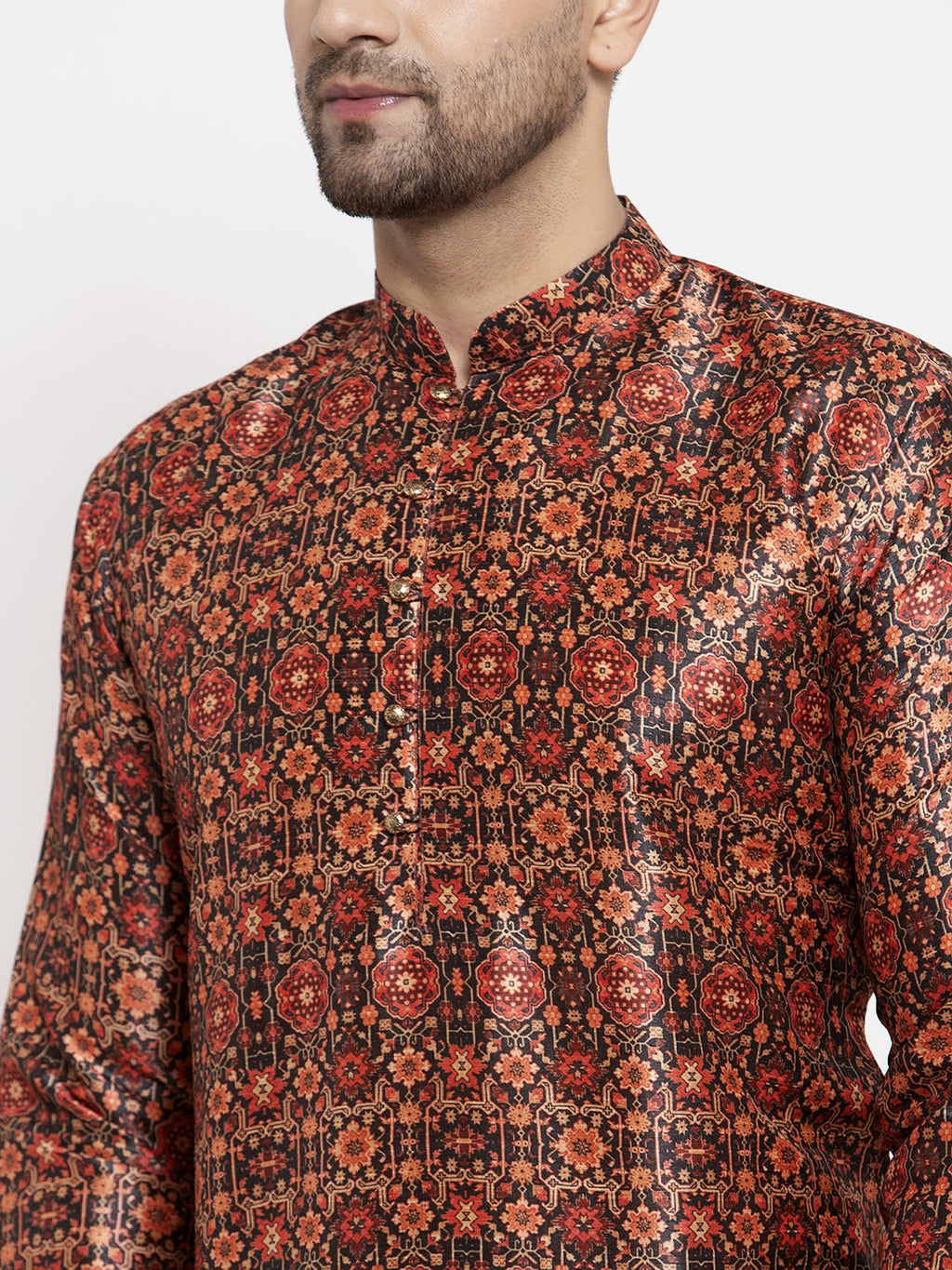 Jompers Men's Multi-Black Printed Kurta Payjama Sets