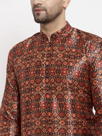 Jompers Men's Multi-Black Printed Kurta Only