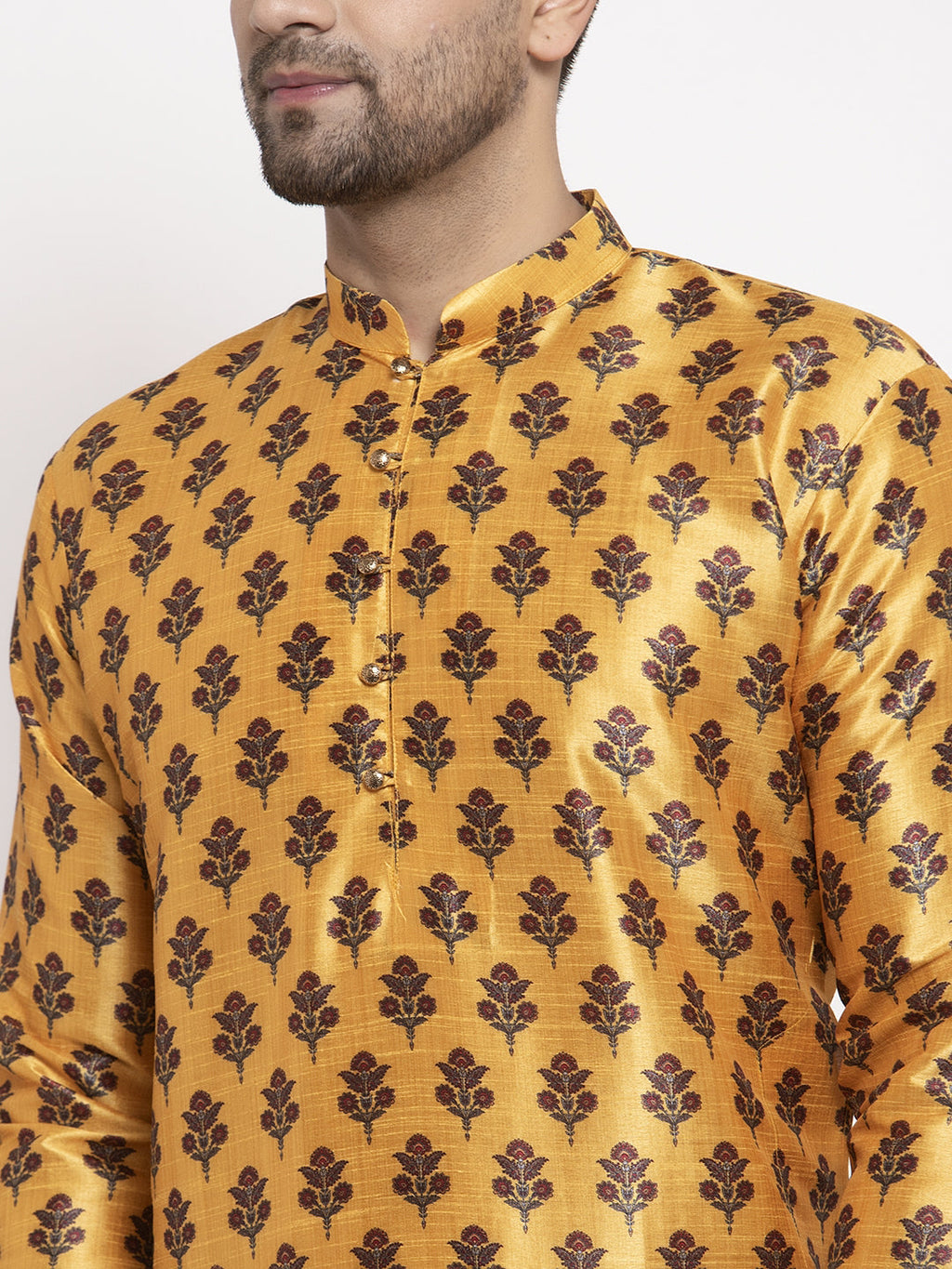 Jompers Men's Yellow Printed Kurta Payjama Sets