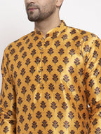 Jompers Men's Yellow Printed Kurta Payjama Sets