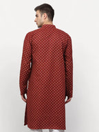 Jompers Men's Maroon Printed Kurta Only