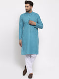 Jompers Men Sky Blue Printed Kurta with Pyjamas - Distacart