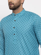 Jompers Men Sky Blue Printed Kurta with Pyjamas - Distacart