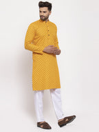 Jompers Men Yellow Printed Kurta Only - Distacart