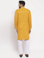 Jompers Men Yellow Printed Kurta with Pyjamas - Distacart