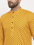 Jompers Men Yellow Printed Kurta with Pyjamas - Distacart