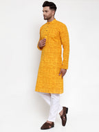 Jompers Men Mustard Printed Straight Kurta - Distacart