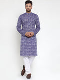 Jompers Men Purple Printed Straight Kurta - Distacart