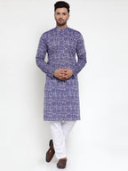 Jompers Men Purple Printed Straight Kurta - Distacart