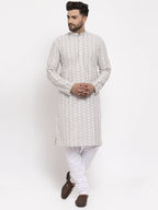 Jompers Light Grey Embroidered Kurta with Pyjamas - Distacart