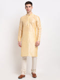 Jompers Men's Golden Solid Dupion Silk Kurta Payjama Set