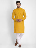 Jompers Men Mustard Embroidered Kurta with Pyjamas - Distacart