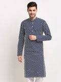 Jompers Men's Navy Blue Chikankari Kurta Only