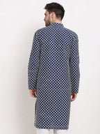 Jompers Men's Navy Blue Chikankari Kurta Only